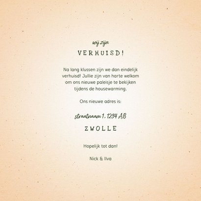 Verhuiskaartje 'nieuwe woning' met plant in pot 3