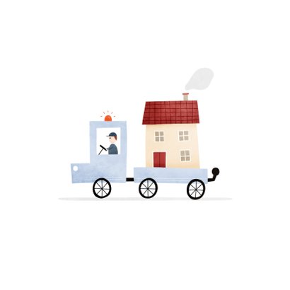 Verhuiskaartje verhuisbericht busje met huis 2