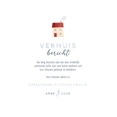 Verhuiskaartje verhuisbericht busje met huis 3