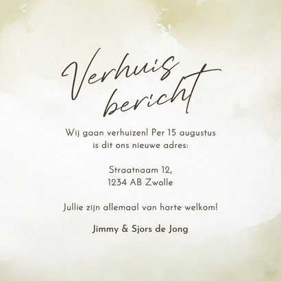 Verhuiskaartje waterverf groen twee foto's verhuisbericht 3