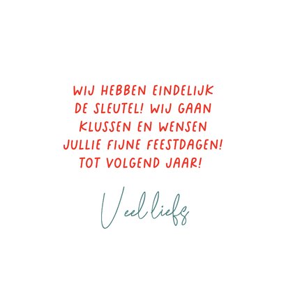 Verhuis(kerst)kaart roodborstje en gouden sleutel 3