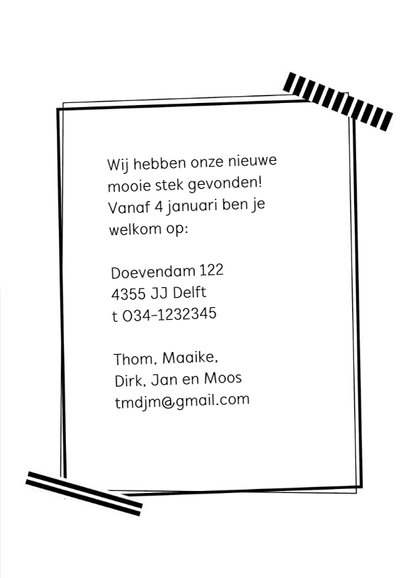 Verhuizing krabbels tape zwart wit eigen foto 3