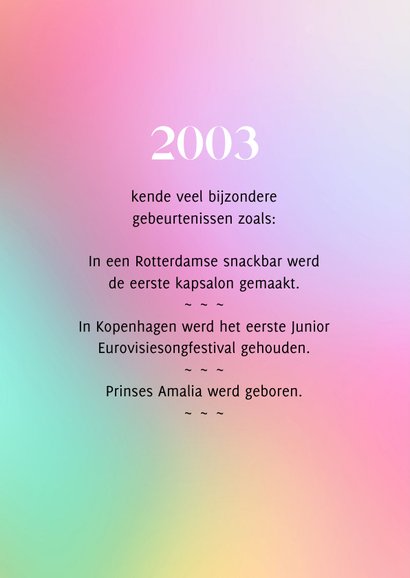 Verjaardag belangrijke nieuwsfeiten in het geboortejaar 2003 2