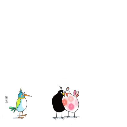Verjaardag - boekenleggerkaart met vogels 2