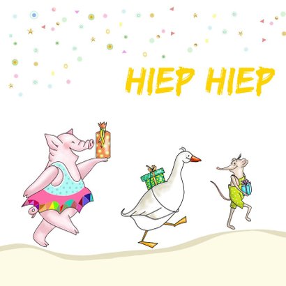 Verjaardag - dieren met kadootjes voor de jarige 2