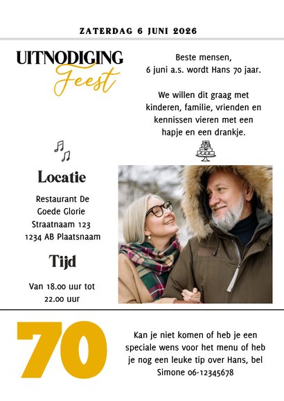Verjaardag Feest 70 jaar tijdschrift 3