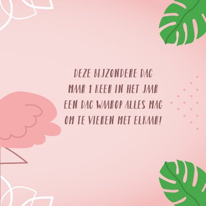 Verjaardag flamingo monstera bladeren 3