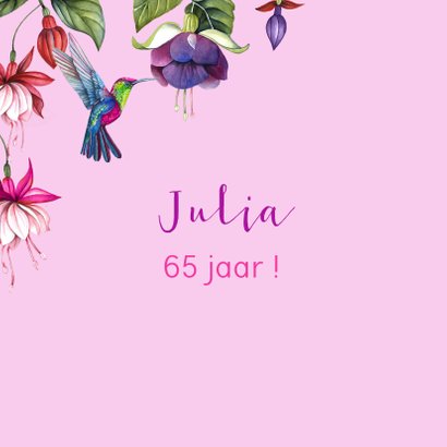 Verjaardag fuchsiabloemen kolibrie 2