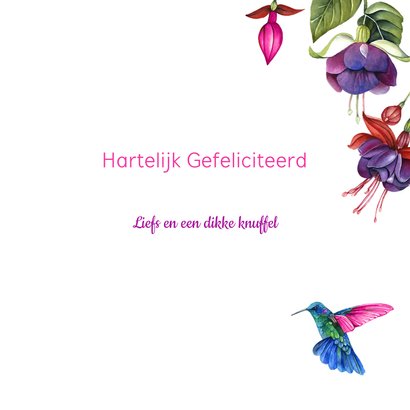 Verjaardag fuchsiabloemen kolibrie 3