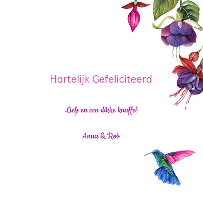 Verjaardag fuchsiabloemen kolibrie 3