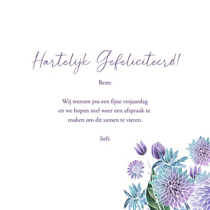 Verjaardag hart paarse bloemen 3