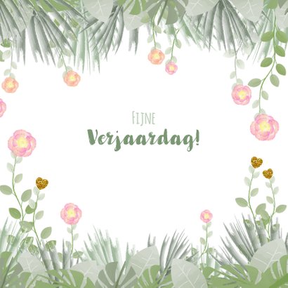 Verjaardag hippe kaart met bloemen en botanica 3