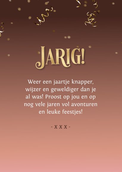 Verjaardag humor feestmuts gouden confetti en slingers 3