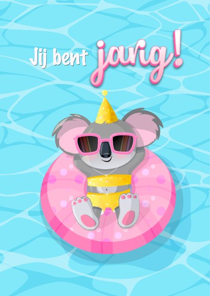 Verjaardag humor zomers met koalabeer chillend op het water 2