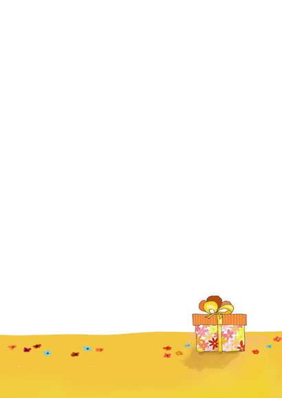 Verjaardag - meisje met grote taart Achterkant