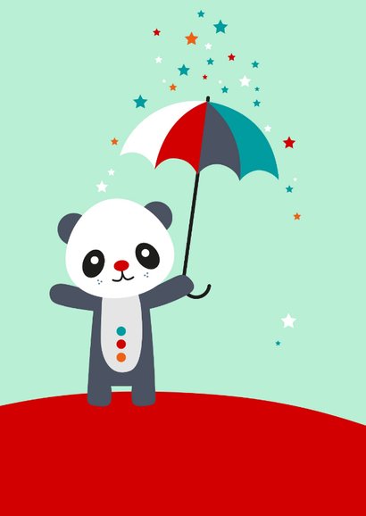 Verjaardag - Panda met paraplu en sterren 2