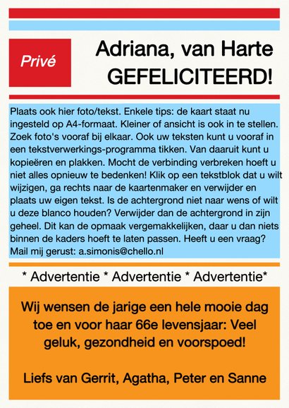 Verjaardag persoonlijke Krant 3