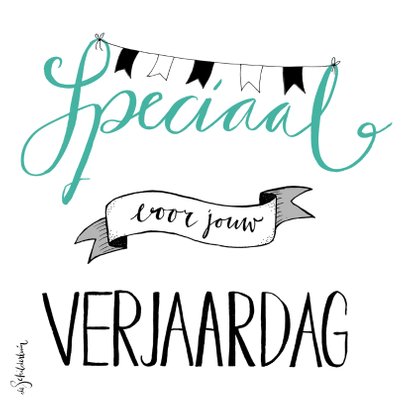 Verjaardag speciaal handlettering turquoise - HR 2