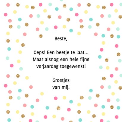 Verjaardag Te Laat Confetti 3