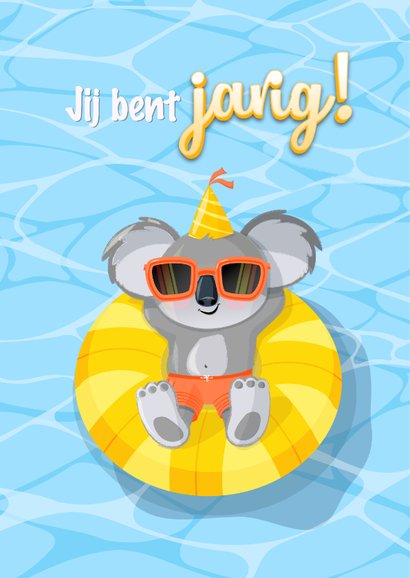 Verjaardag zomers humor met koalabeer chillend op het water 2