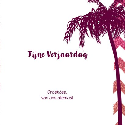 Verjaardag zomerse felicitatie glitter glamour en palmbomen 3