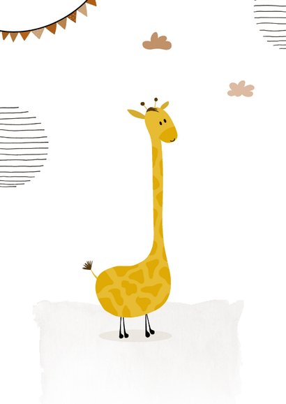 Verjaardagkaart 1e verjaardag met een giraf 2