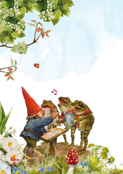 Verjaardagkaart kikkerkoortje zingt voor de jarige 2