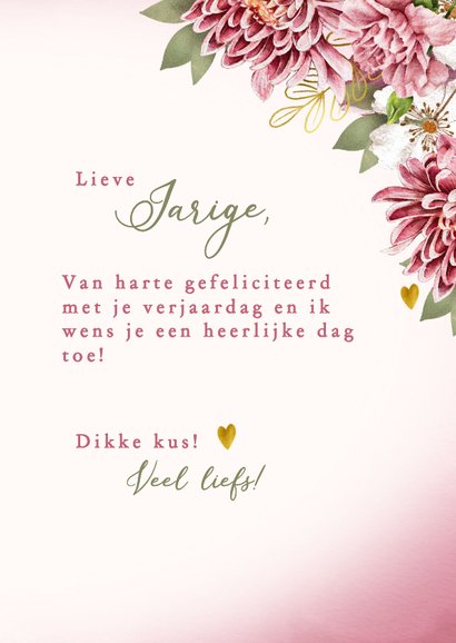 Verjaardagkaart met bloemen voor de lieve jarige 3