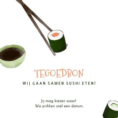 Verjaardagkaart tegoedbon Sushi eten 2