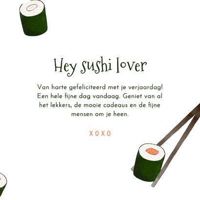 Verjaardagkaart tegoedbon Sushi eten 3