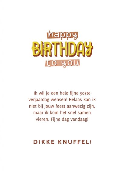 Verjaardagkaart voor een vrouw 50 jaar Happy birthday to you 3