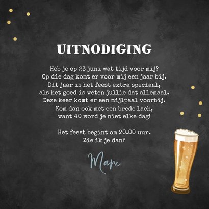 Verjaardagsfeest hout krijtbord foto slinger bier label 3