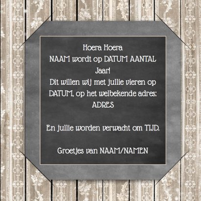 Verjaardagsfeest krijtbord hout 3