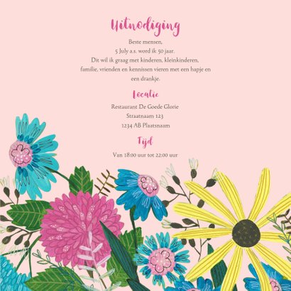 Verjaardagsfeestje bloemen geel en groen 3