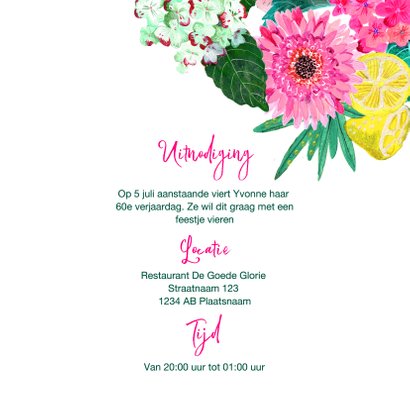 Verjaardagsfeestje botanisch bloemen fel roze 3