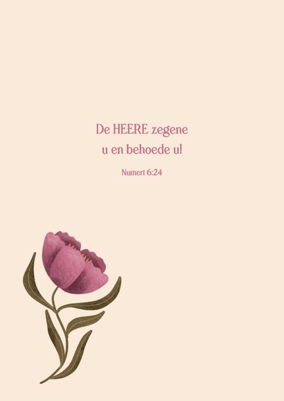 Verjaardagsfelicitatie met roze bloemen en Gods zegen 2