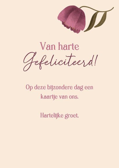 Verjaardagsfelicitatie met roze bloemen en Gods zegen 3