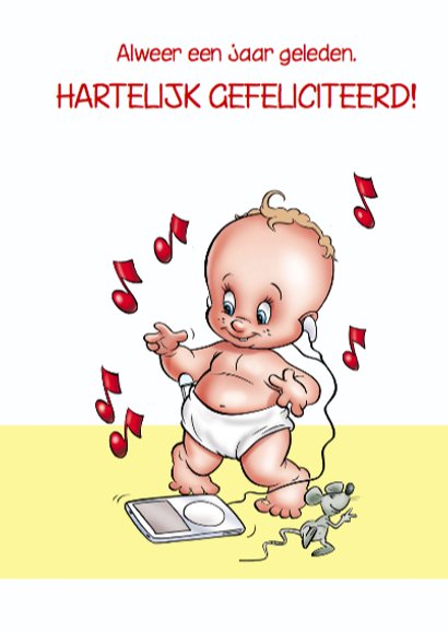 verjaardagskaart 27 kindje met luier 1j 3