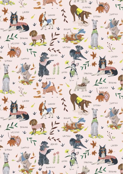 Verjaardagskaart 3 jaar honden illustratie 2