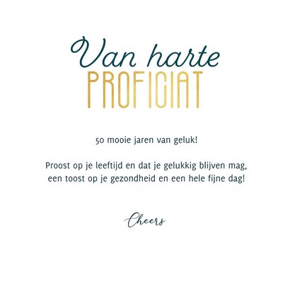 Verjaardagskaart 50 jaar gouden letters confetti grafisch 3