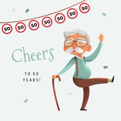 Verjaardagskaart 50 jaar humor confetti man abraham 2