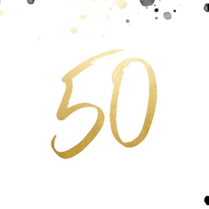 Verjaardagskaart '50' met foto en spetters 2