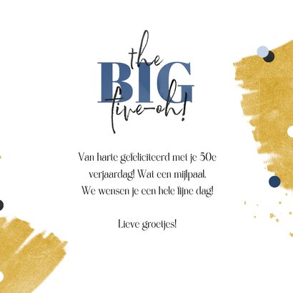 Verjaardagskaart 50 the big five-oh blauw 3