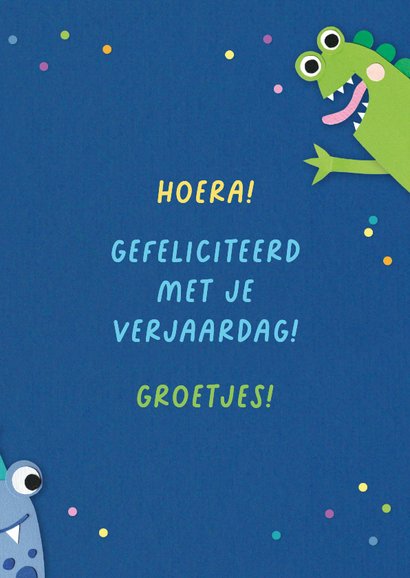 Verjaardagskaart 6 jaar monsters 3