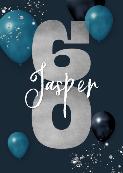 Verjaardagskaart 60 jaar man ballonnen zilver feestelijk 2