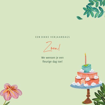 Verjaardagskaart 75 jaar feest illustratie taart in bos 3