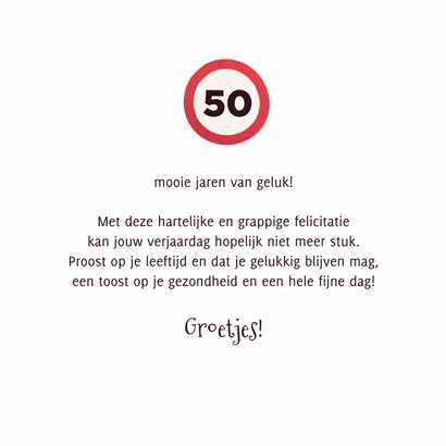 Verjaardagskaart 50 jaar humor confetti Kaartje2go