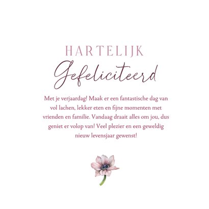 Verjaardagskaart anemonen leeftijd 3