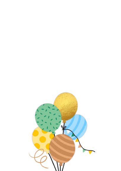 Verjaardagskaart arm ballonnen groen blauw goud 2