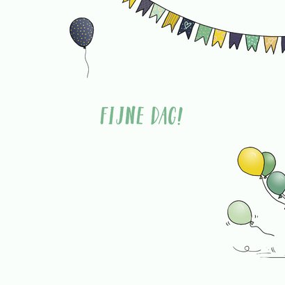 Verjaardagskaart auto groen met ballonnen 3